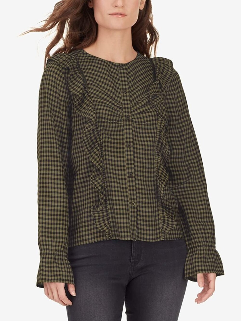 William Rast Womens Susannah Plaid Prairie Blouse